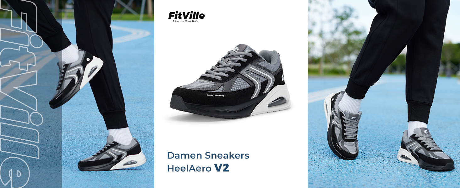 Жіночі кросівки FitVille з повітряною подушкою, широка колодка, для бігу та ходьби, зручні фітнес-кросівки (37 EU X-Weit, блакитний)