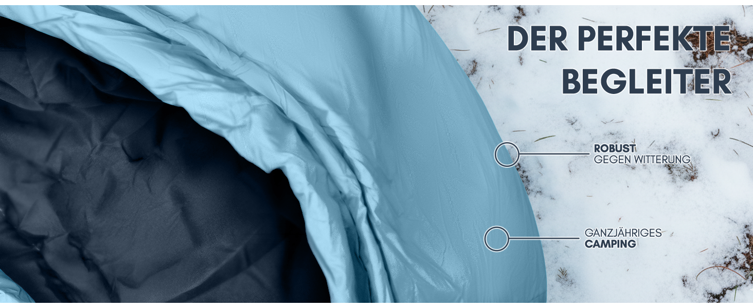 Сплячий мішок NORDMUT® Winter -10°C до 0°C, компресійний, для кемпінгу та трекінгу, 1.8 кг, водовідштовхувальний, 350 GSM (Блакитний)