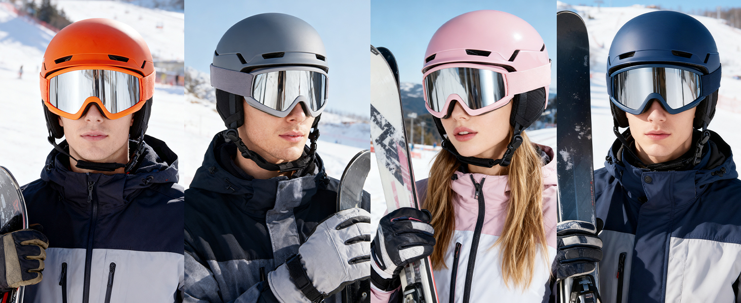 Шолом для сноуборду та гірських лиж з маскою, DXH816. Знімне кріплення, дихаючий, захист від ударів, UV-захист, регульований. Чорний матовий.