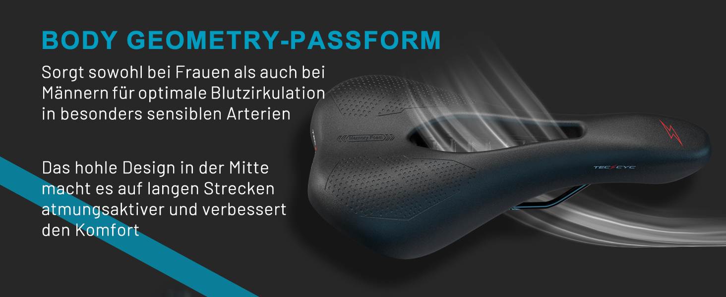 Велосипедне сідло TECHCYC з Memory Foam: комфортне, дихаюче, амортизуюче. Ергономічне сідло з підвіскою для чоловіків та жінок (Mountainbike). Доступно в 3 варіантах.