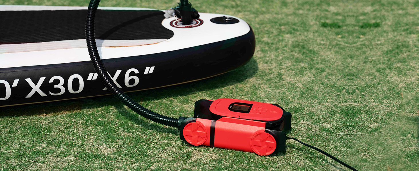 Насос для SUP-дошки GICLE 22PSI: електричний, портативний, для надувних SUP-дошок, човнів та водного спорту (білий/чорний)