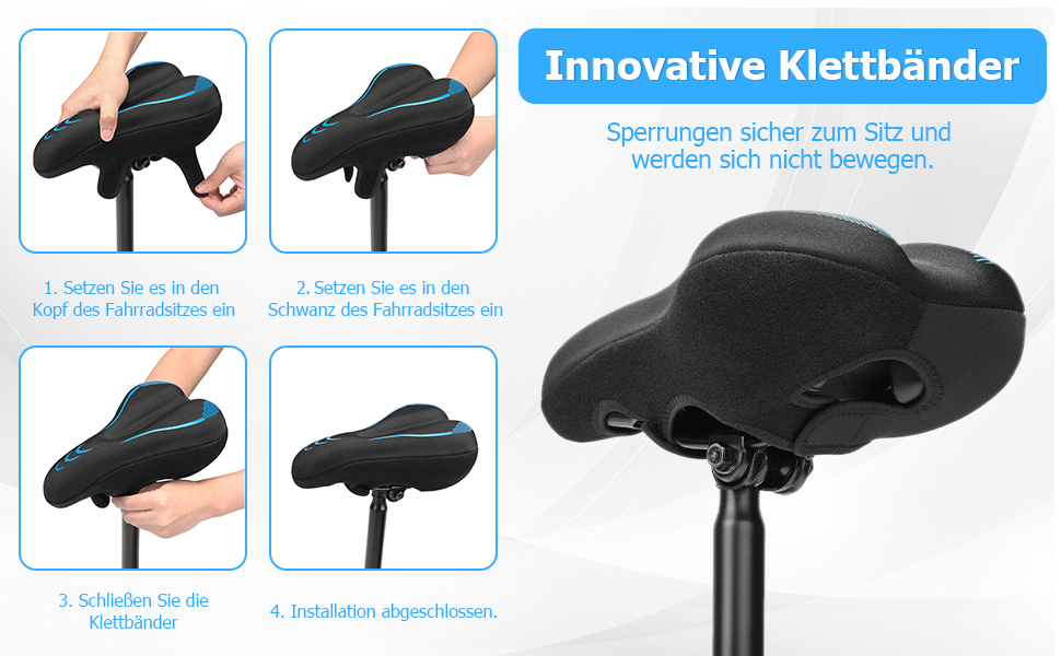 Подушка на сидіння велосипеда для чоловіків та жінок, потовщена та м'яка, комфортний чохол на сидіння велосипеда, велосипедний сидіння з подушкою для шосе, гірського велосипеда, електровелосипеда, тренажера C1, блакитний, вузький