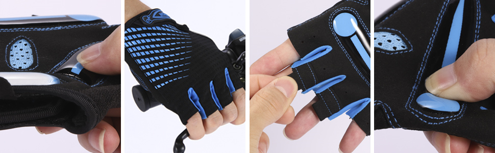 Велосипедні рукавички для чоловіків та жінок, напівпальцеві, дихаючі, SBR гель, антиковзкі, амортизуючі, для шосе, MTB, велосипеда (червоні M)