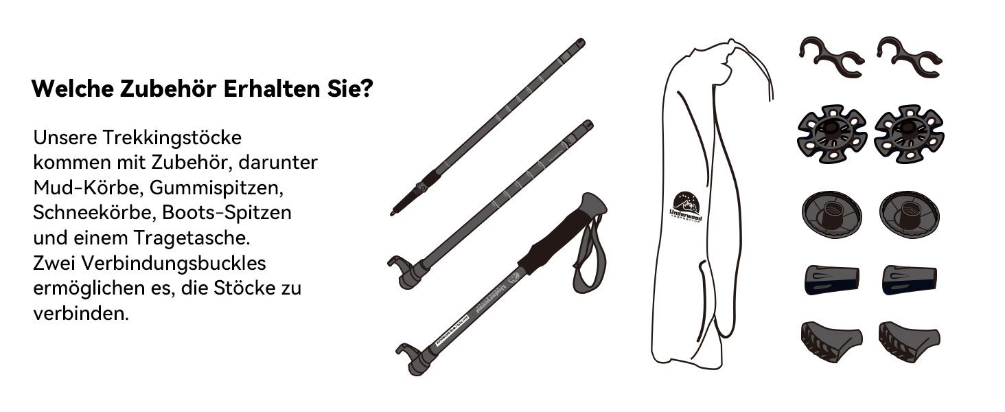 Телескопічні палиці для скандинавської ходьби та трекінгу, ультралегкі алюмінієві палиці для гірських походів з антишоковою системою, комплект 2 шт, чорні