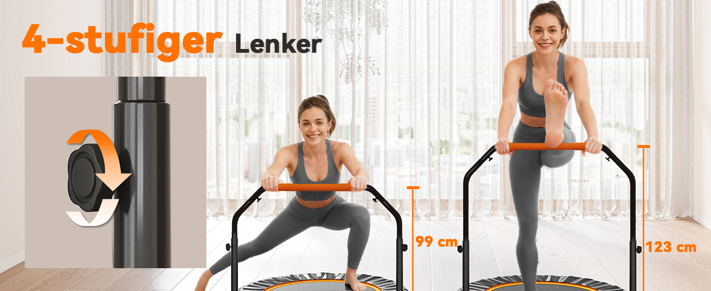 HOMCOM Міні-трамплін для фітнесу 102 см, складаний, з регульованою ручкою, до 150 кг, чорний+помаранчевий