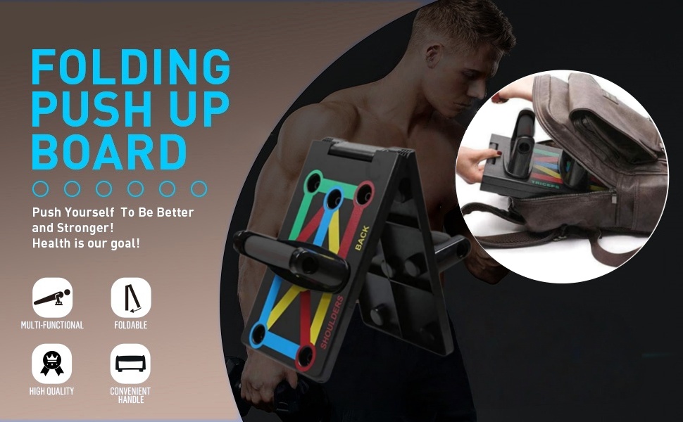 Багатофункціональна дошка для віджимань 12 в 1 з ручками, складаний тренажер для м'язів грудей, спини та плечей для дому, фітнес-набір для чоловіків та жінок