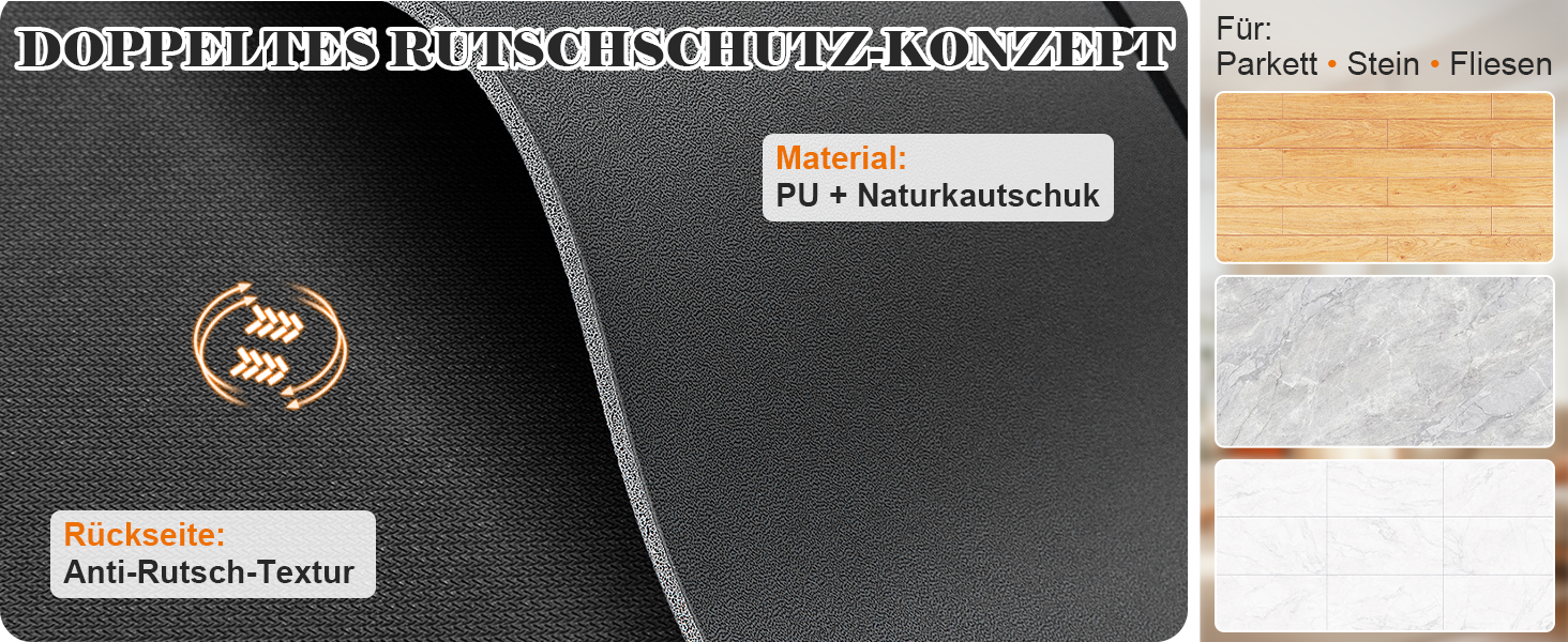 Протиковзкий килимок для йоги, пілатесу та фітнесу з еко-натурального каучуку та TPE, з лініями розмітки та ременем для перенесення, темно-сірий, 4 мм
