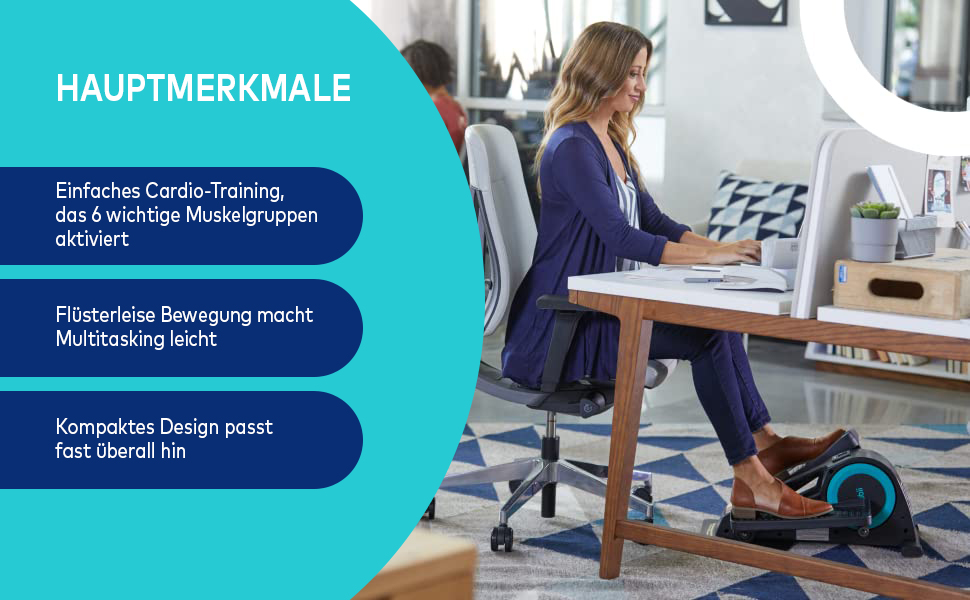 Cubii JR1 - Міні еліптичний тренажер для дому та офісу, тихий педальний тренажер під стіл, компактний та дбайливий до суглобів, фітнес-обладнання для літніх людей, велотренажер для активності сидячи