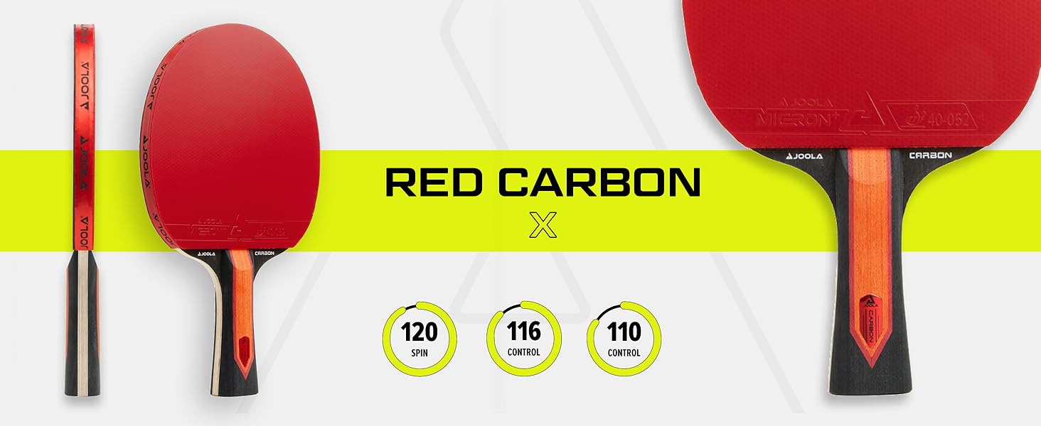 Стіл тенісний, ракетка JOOLA RED Carbon X – High-End з покриттям Micron+ та губкою CLOUDBLAST