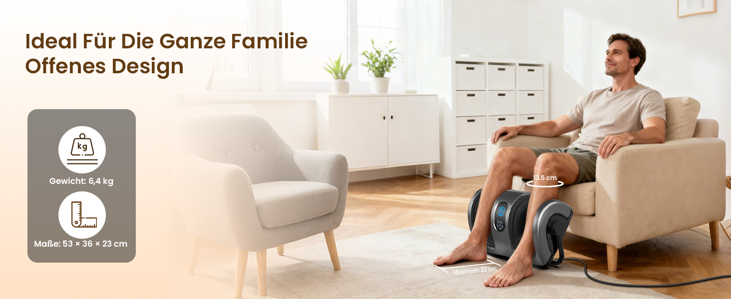 Електричний масажер для ніг TISSCARE з функцією шиацу, нагрівом, розминанням, роликами та натисканням. 360° регульована ручка. Для зняття болю, подарунок для жінок та чоловіків. Колір: сірий.