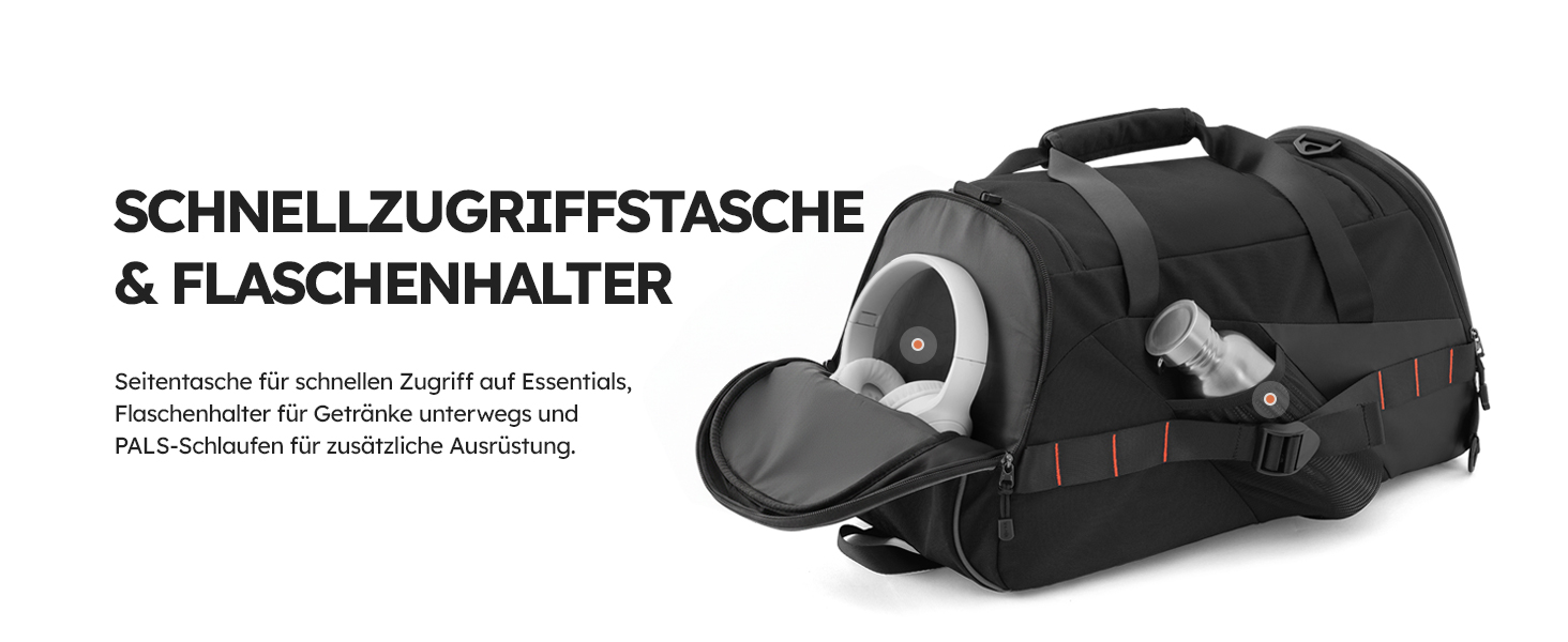 Спортивна сумка Tolaccea з відділенням для взуття та мокрого одягу, 47L, чорна. Ідеальна для фітнесу, тренувань, басейну та подорожей