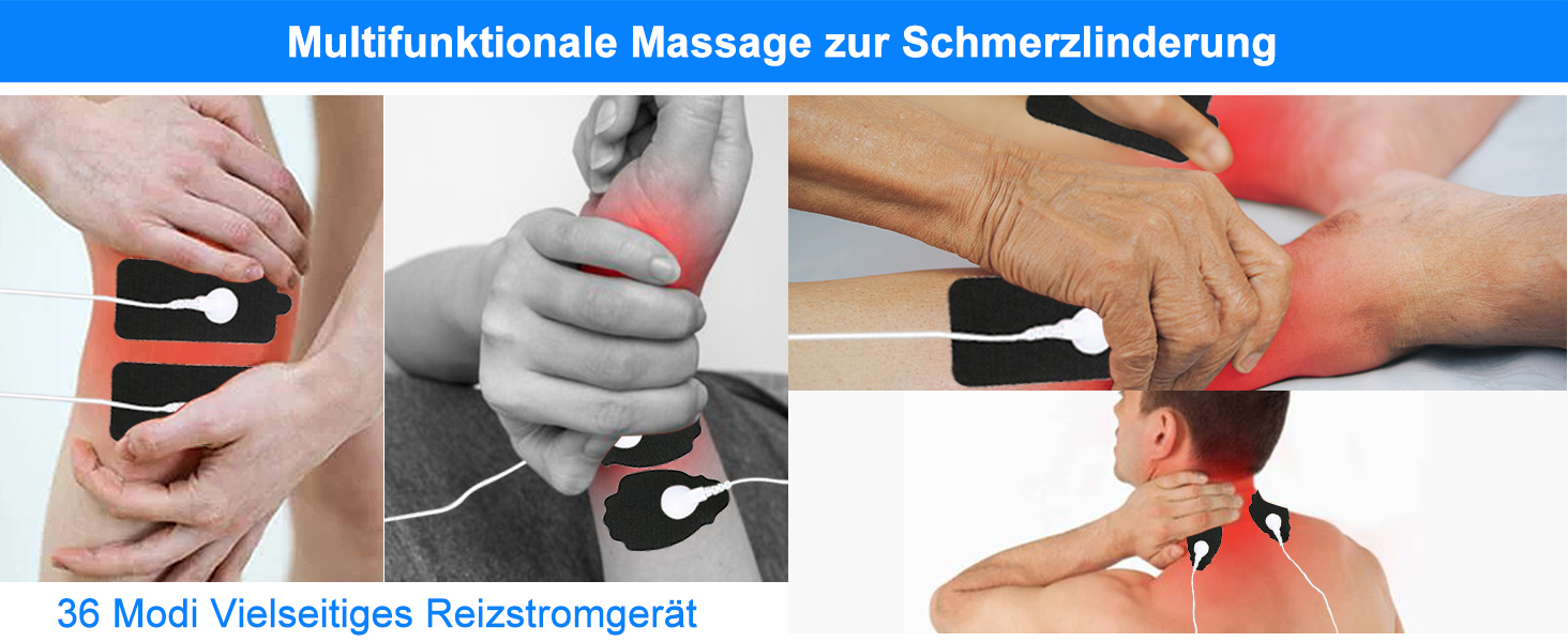 Апарат для терапії болю TENS EMS, електроспур з 36 програм, 12 електродів, для зняття болю