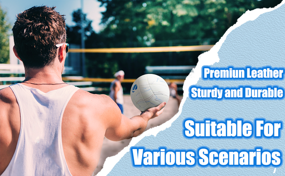 Волейбольний м'яч Fantecia, розмір 5, шкіряний Soft-Touch, білий, з насосом, для гри в приміщенні, на вулиці, в басейні, на пляжі та в саду