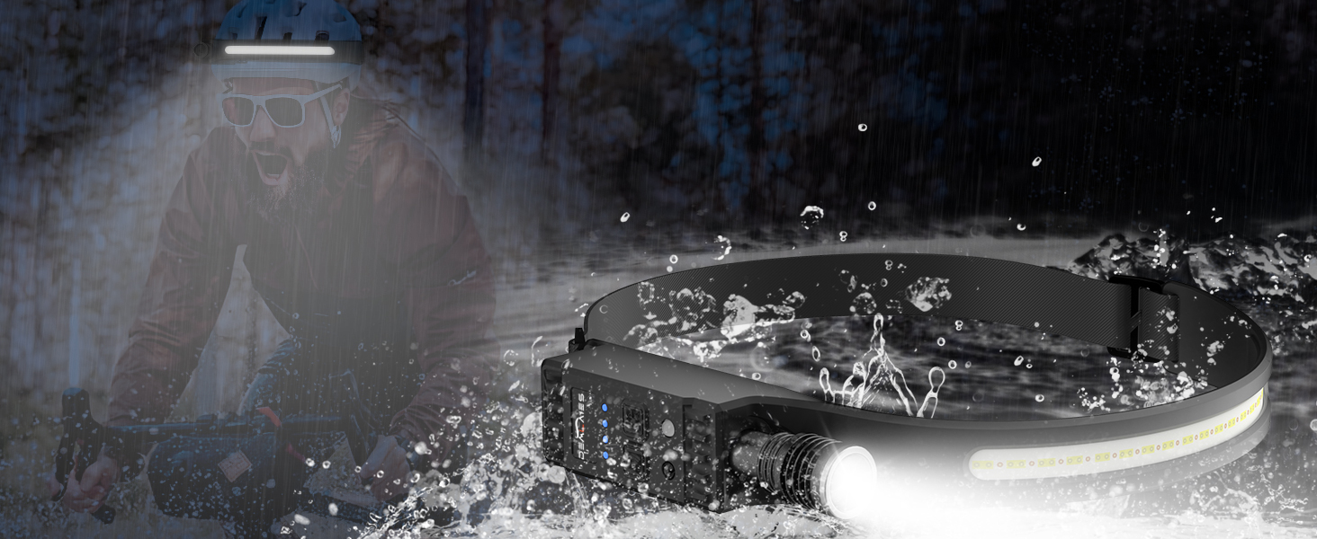 LED налобний ліхтар з акумулятором, надпотужний промінь 230°, регульований фокус, 30 годин роботи, 7 режимів з датчиком руху, водонепроникний, легкий, для бігу, кемпінгу, риболовлі (2 шт.)