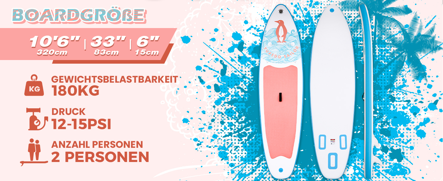 SUP дошка надувна Tuxedo Sailor 320 см рожева для дорослих з аксесуарами