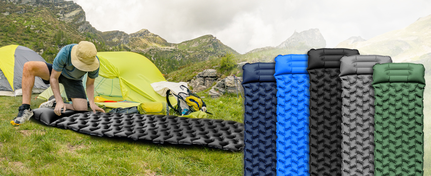 Isomatte Camping Ultraleicht: Надувна туристична килимок для кемпінгу, спорту, відпочинку, зеленого кольору (чорний)