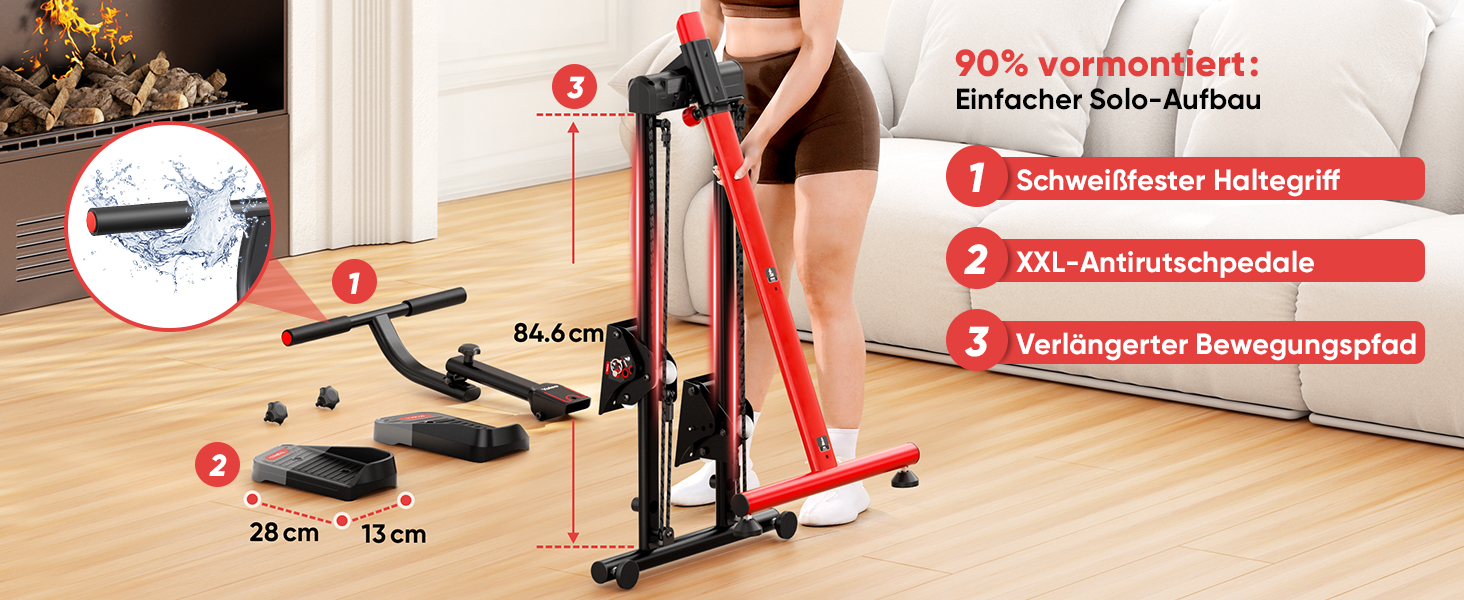 Сходи-степер YOLEO з регульованим опором для дому, складаний, 3 режими тренування, компактний кардіо-тренажер, великі платформи, 90% зібраний, з ручкою