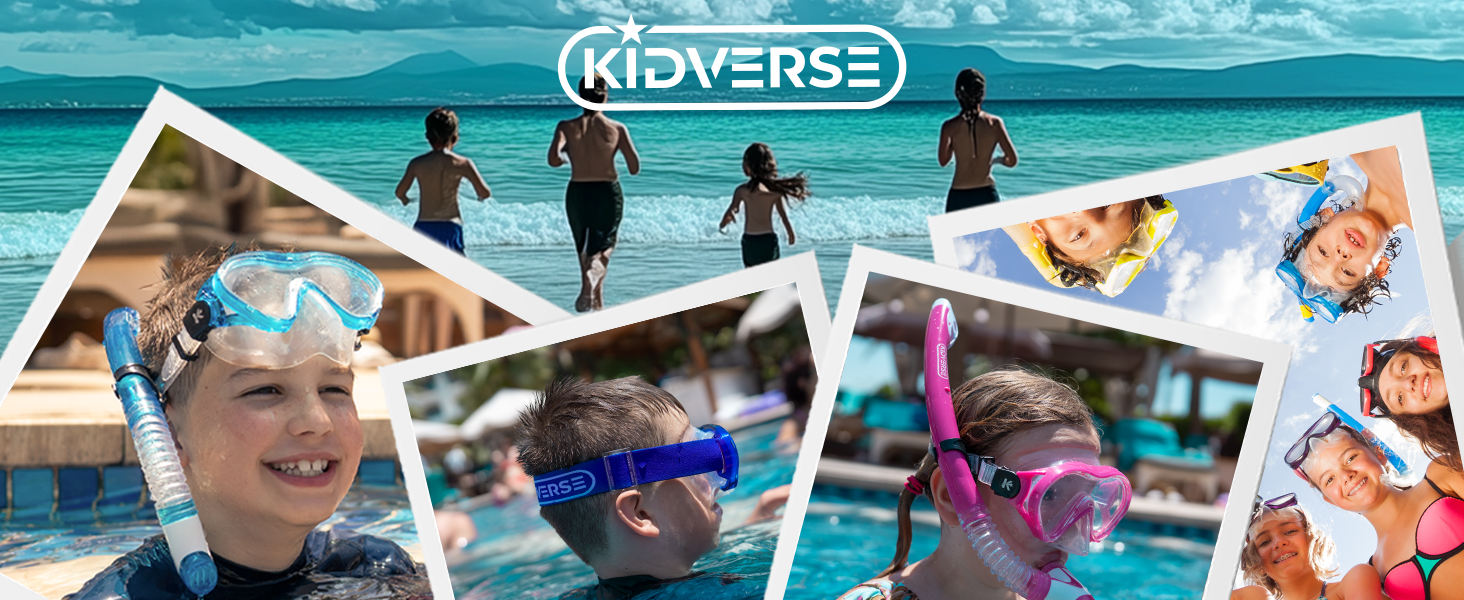 Набір для снорклінгу KIDVERSE для дітей 5-16 років: маска та трубка для плавання - блакитний колір