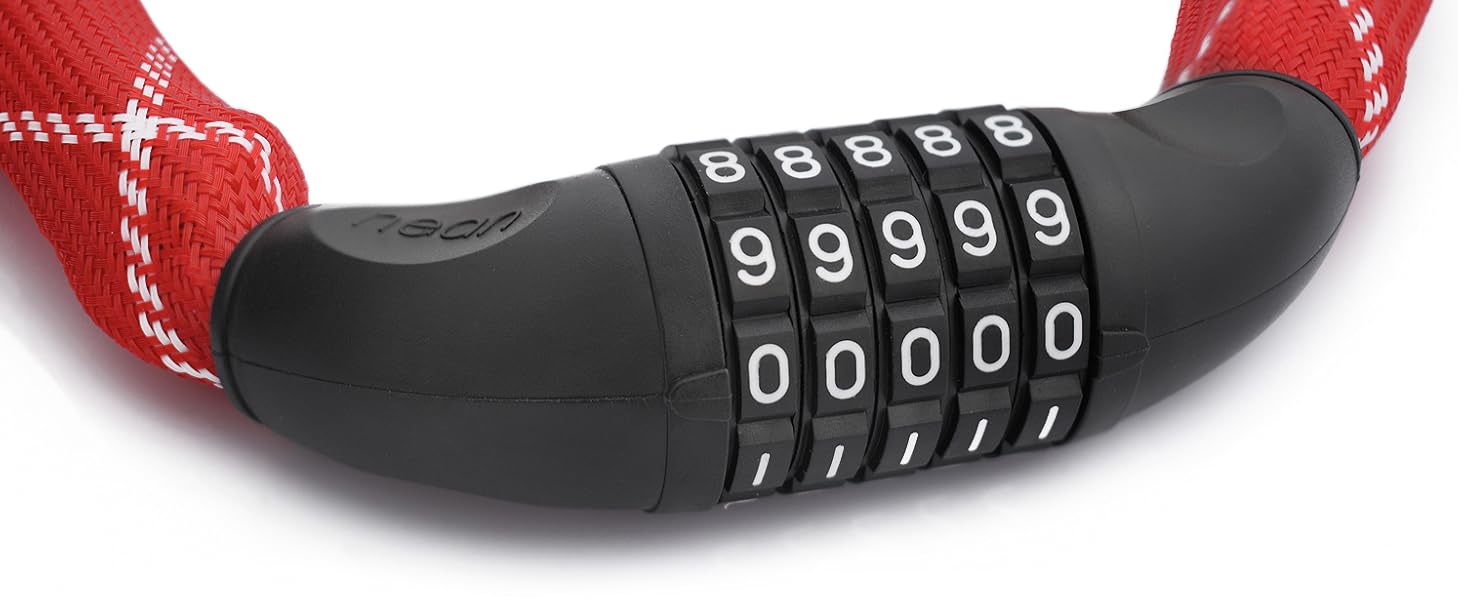 Надійне велозамок Nean з кодом, 6 мм, 900 мм, червоний