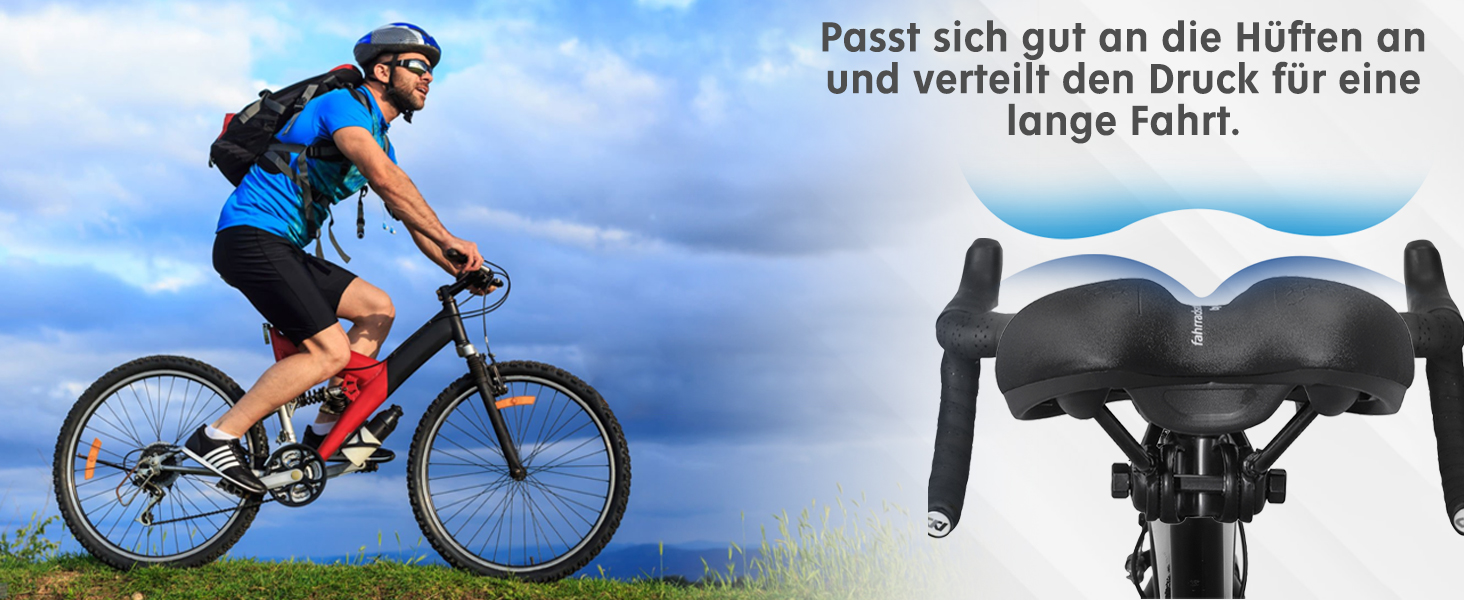 Велосипедне сідло Cloud Comfort Pro Max - Комфортне катання без болю. М'яке сідло з піною Memory, червоною смугою, для міських велосипедів, гірських велосипедів, універсальне, преміум-якість.