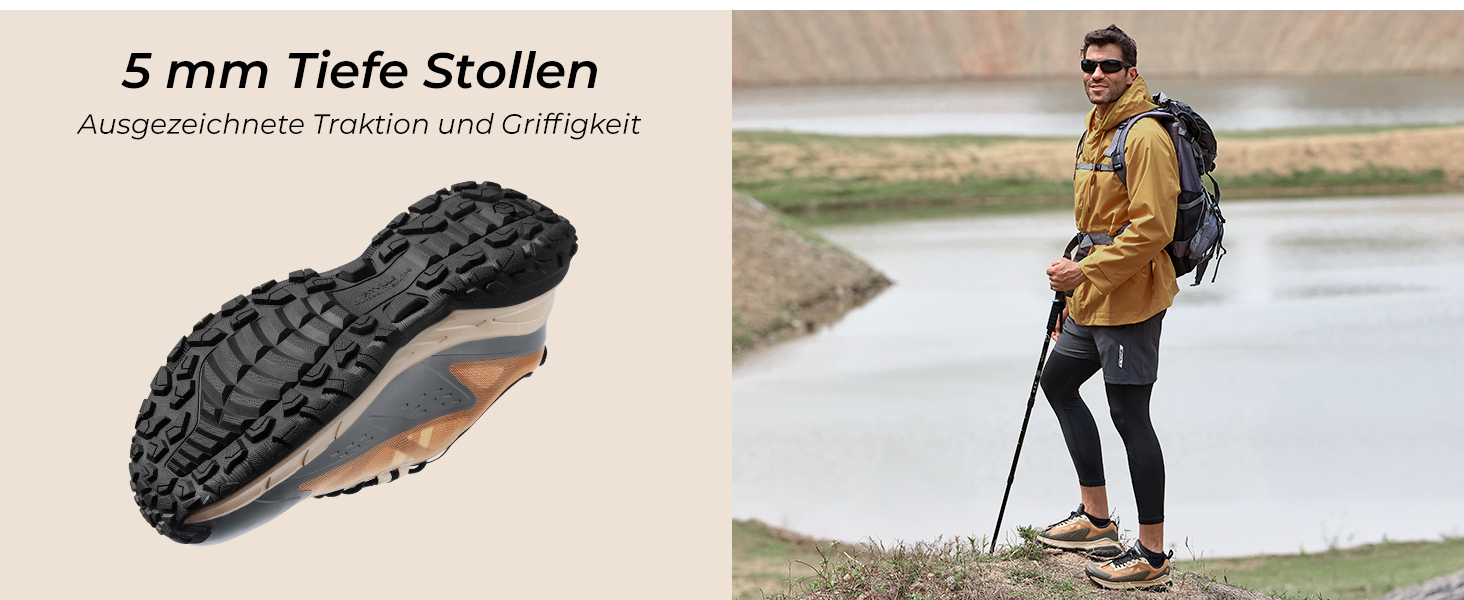 Черевики для трекінгу FitVille з широкою колодкою для чоловіків, Slip-On, Outdoor, з захистом стопи, дихаючі, для трейлу, з гнучкою застібкою, розмір 40-50, 44 EU, широка колодка, сірий колір