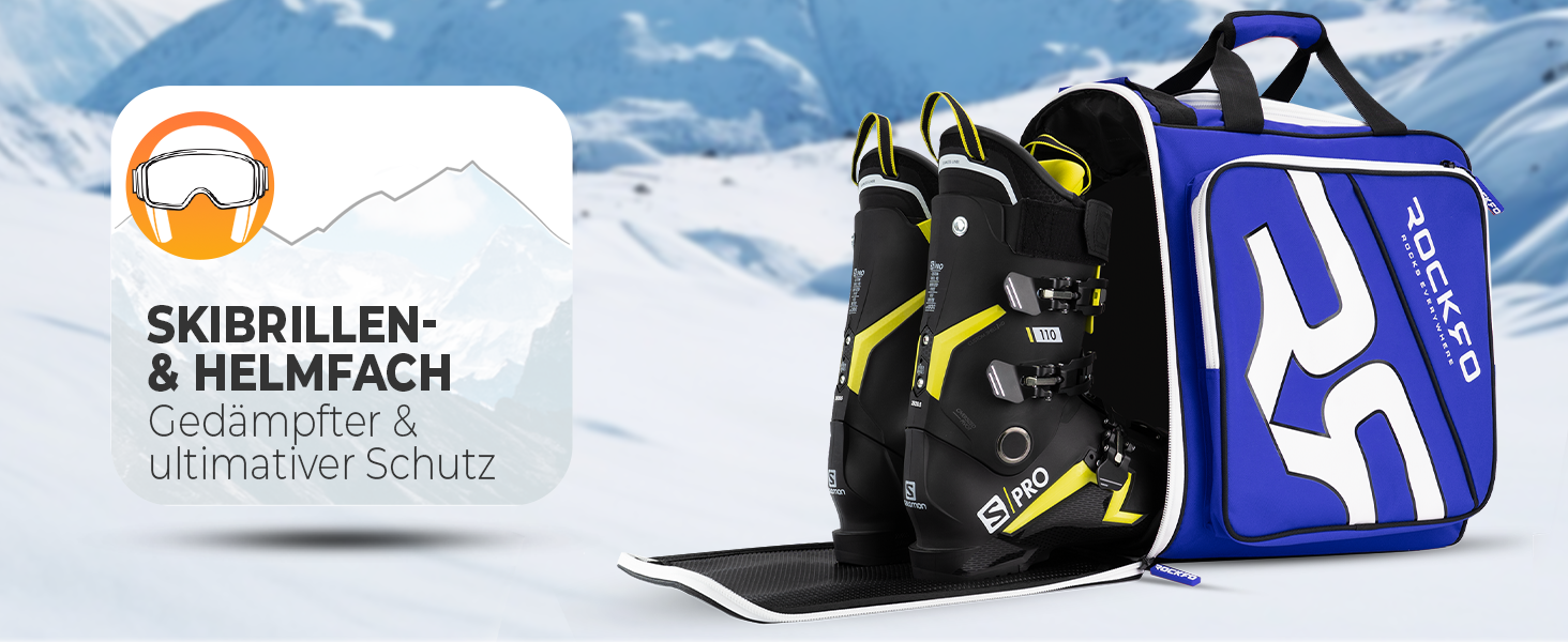 Сумка для лижних черевиків з відділенням для шолома, міцна, водонепроникна, 49L, блакитна