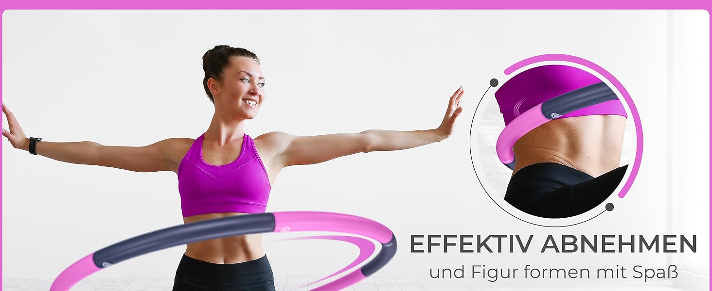 Hula Hoop для дорослих 1.5 кг, регульований, стабільний - обруч для фітнесу та схуднення (NBR піна) - графітово-пурпуровий