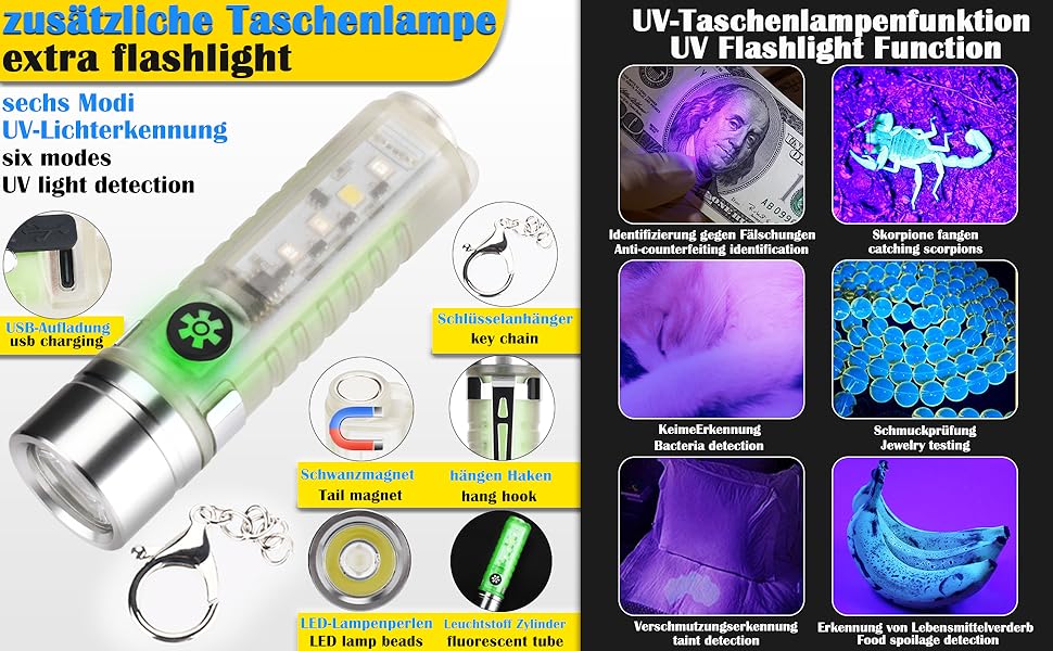 LED ліхтарик ASORT надзвичайно яскравий з 2 COB-лампами, тактичний, 9 режимів, пам'ять, USB-зарядка, IPX6 водонепроникний, для кемпінгу, походів, риболовлі, відпочинку на природі, надзвичайних ситуацій (L3)