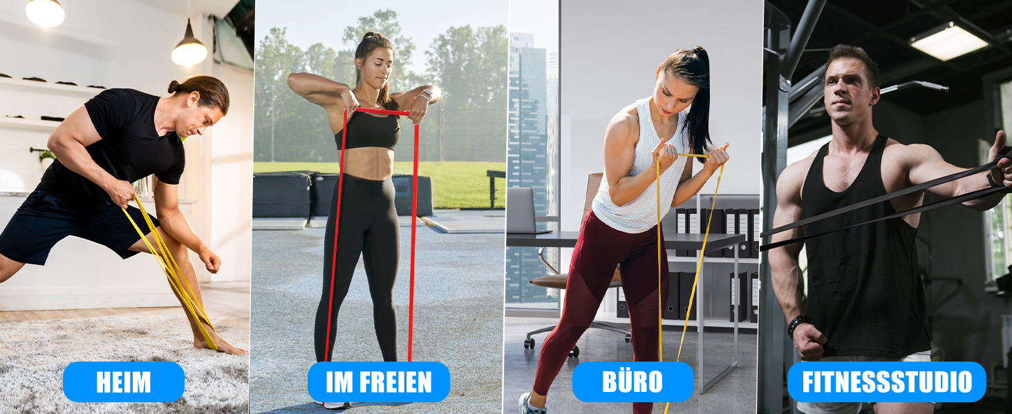 Набір еластичних стрічок для фітнесу Fokky, стрічки опору для силових тренувань, йоги та пілатесу, з дверним кріпленням та ручками