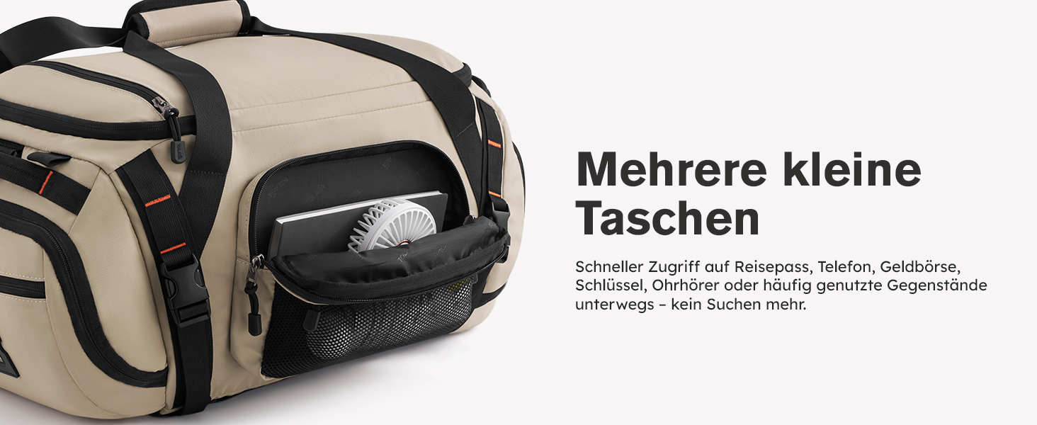 Спортивна сумка-рюкзак Tolaccea для чоловіків та жінок – велика дорожня сумка з відділенням для взуття, мокрою одежі та ноутбука (15,6'') – водонепроникна сумка-мішок для відпочинку, фітнесу, спорту та подорожей (Хакі, 40л)