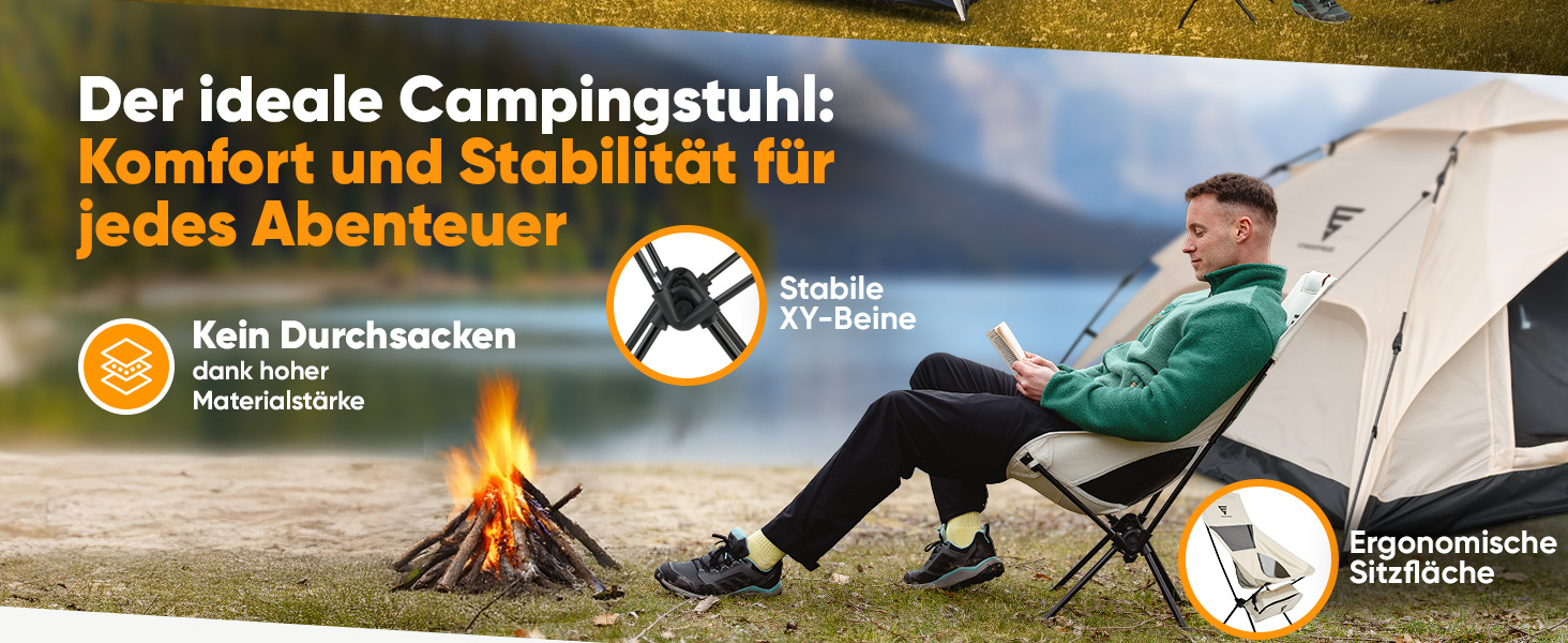 Крісло туристичне SCHNEIDERFREUDE EasyFold Pro – преміум якість, складне, зручне, стабільне, з вентиляцією спинки – для кемпінгу, саду, риболовлі та відпочинку на природі