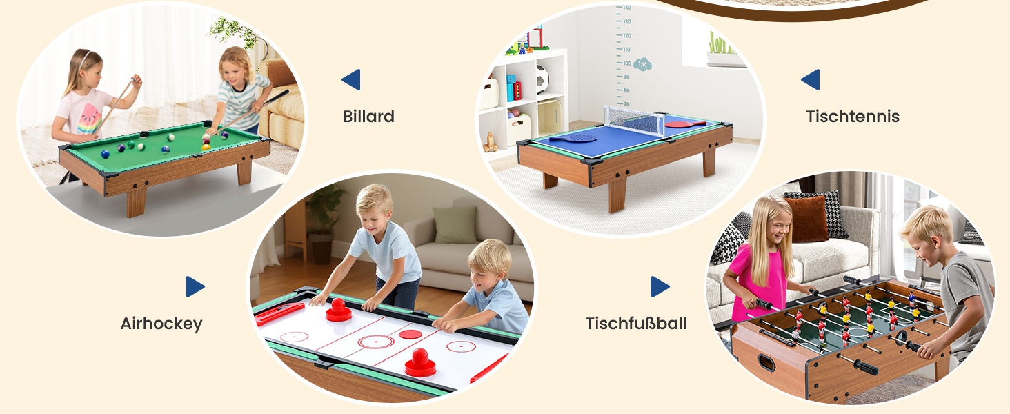 DREAMADE 4-в-1 міні-ігровий стіл: футбол, хокей, більярд, теніс. Ідеально для дітей та дорослих