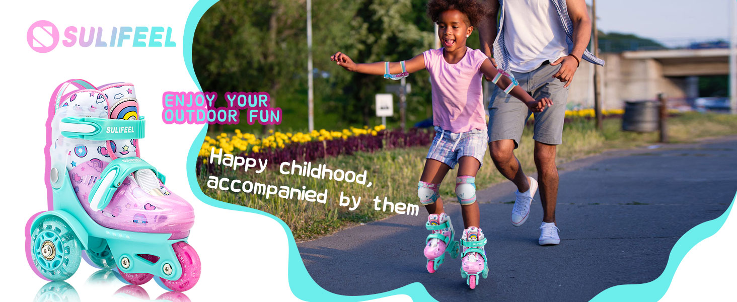 Дитячі ролики SULIFEEL з підсвічуванням для дівчаток та хлопчиків, регульовані, баланс, для початківців, розмір S (29-32 EU)