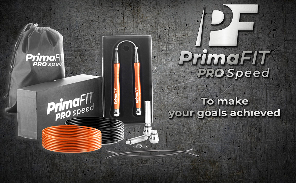 PrimaFIT Стрибкове канат для фітнесу та боксу: 3м, регульований, з вагами, 2 підшипники, антиковзні ручки, для MMA, Crossfit, та фітнесу (Помаранчевий)