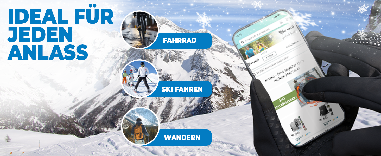 Велосипедні рукавички MIVELO для чоловіків та жінок - водонепроникні з Ergo-Pad, сумісні з сенсорними екранами, зимові та перехідні рукавички, чорний колір, розмір L, для осені/весни