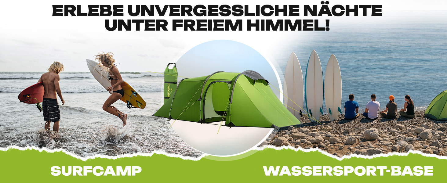 Намет Trailvista® Cevedale Zelt для 4 осіб: водонепроникний, легкий, швидко встановлюється, з тамбуром. Сімейний тунельний намет для кемпінгу, блакитний