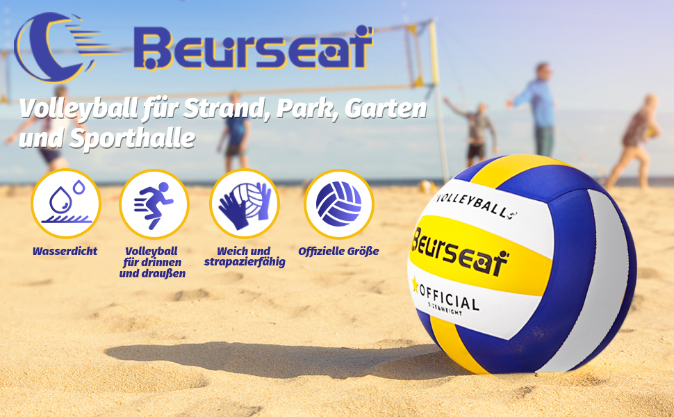 Волейбол Beurseaf, пляжний Soft Touch, спортивний, офіційний розмір 5 (синьо-жовтий) - 75 символів.