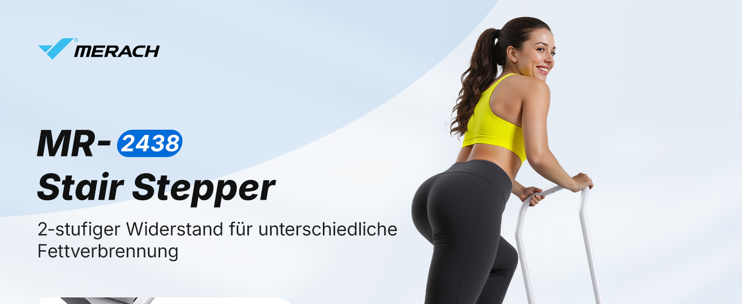 MERACH Степер для дому 2025 - вертикальний тренажер для кардіо та загальної фізичної підготовки, компактний, складний, з регульованою висотою кроку та ручками (2438G2)