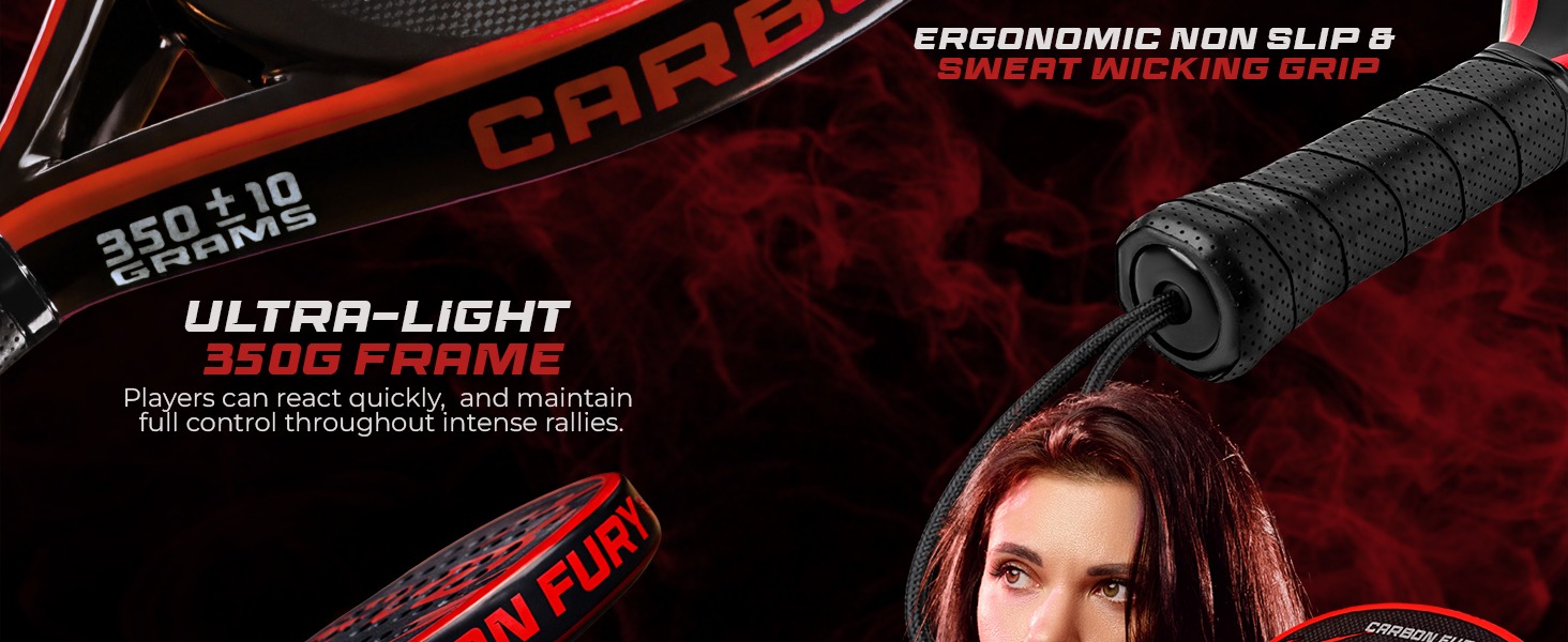 Ракетка для падел EVO Fitness Carbon – легка (350г), з м'яким EVA-керном для контролю, велика площа (525 см²) для дорослих