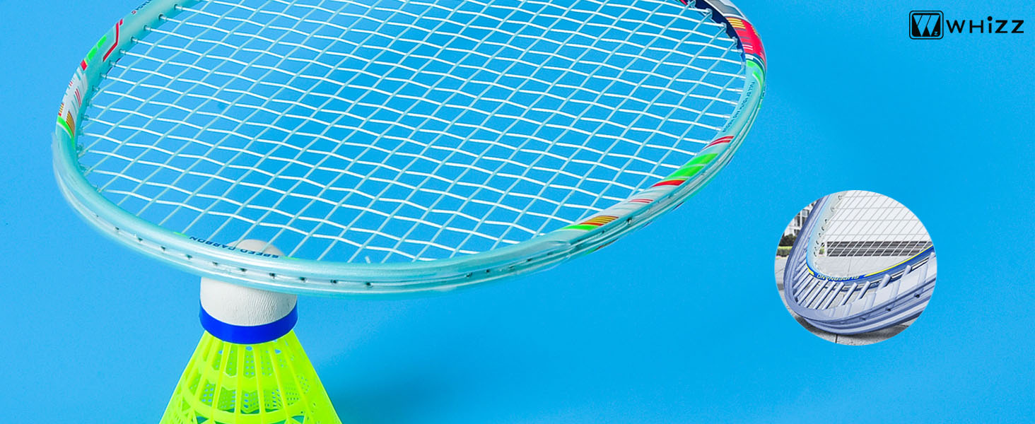 Набір для бадмінтону WHiZZ Carbon: ракетка графітова, волани, намотки, сумка (Циан)