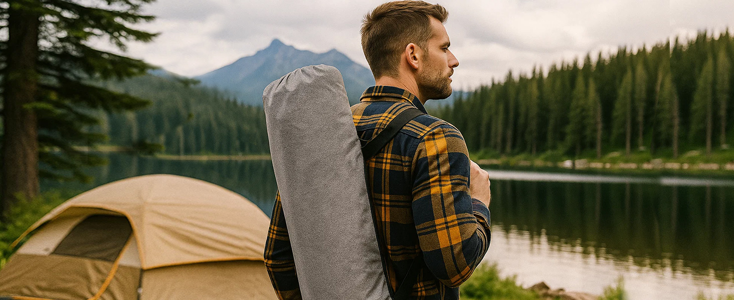 Кемпінгове ліжко Caliyo складне, з матрацом 200 x 80 x 40 см, до 200 кг, з мішком для зберігання, сірий