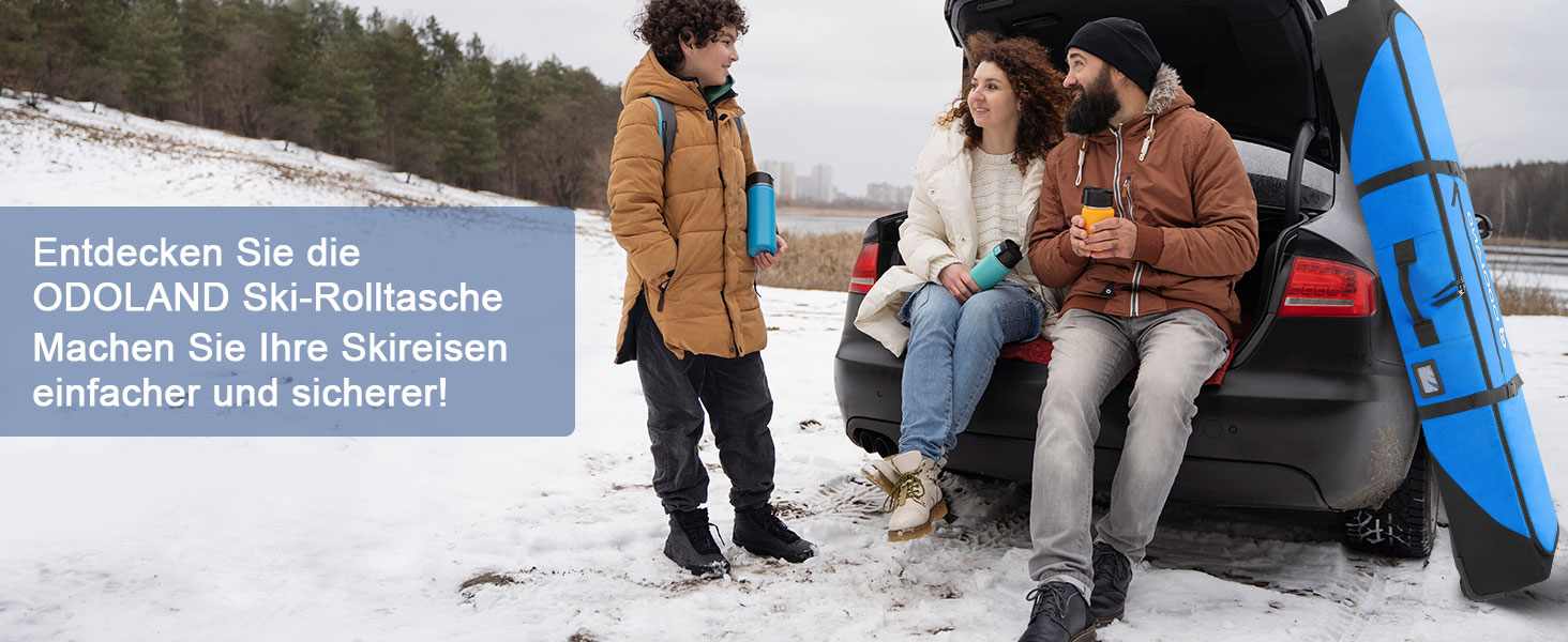 Чохол для лиж Odoland з роликами, водонепроникний, для подорожей літаком, 170 см, оранжевий