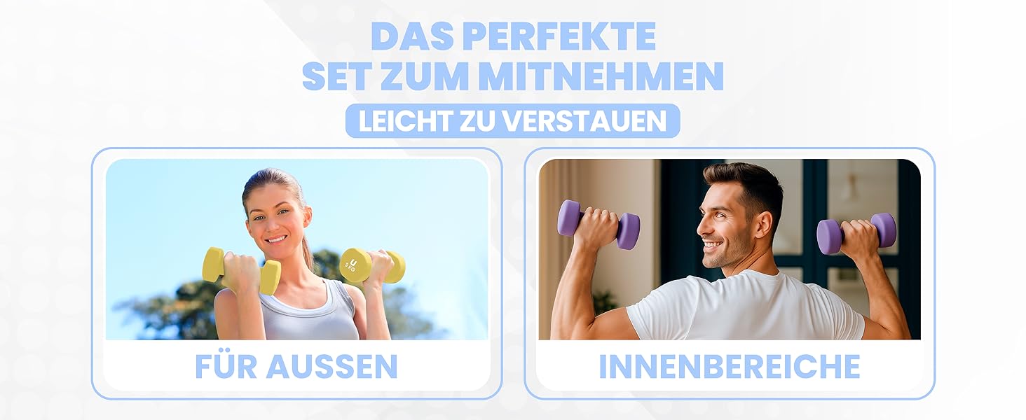 Гантелі неопренові UNYCOS 2 шт. (1-10 кг) - короткі, антиковзаючі для жінок та чоловіків, проти ковзання | для фітнесу, силових тренувань, пілатесу, гімнастики, домашнього спортзалу