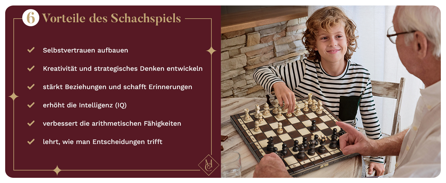 Шахова дошка з дерева преміум-класу Master of Chess, 35 см, складана, ручна робота, з фігурами, класичний сімейний набір (коричнева)