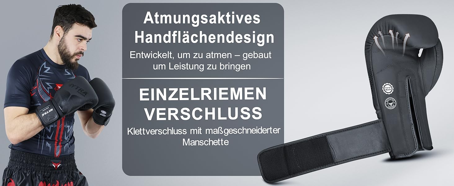 Боксерські рукавички MyTra Fusion для чоловіків та жінок. Рукавички з натуральної шкіри для боксу, муай-тай, ММА, тренувань та фітнесу. Розміри: 10, 12, 14, 16 oz. Колір: чорний