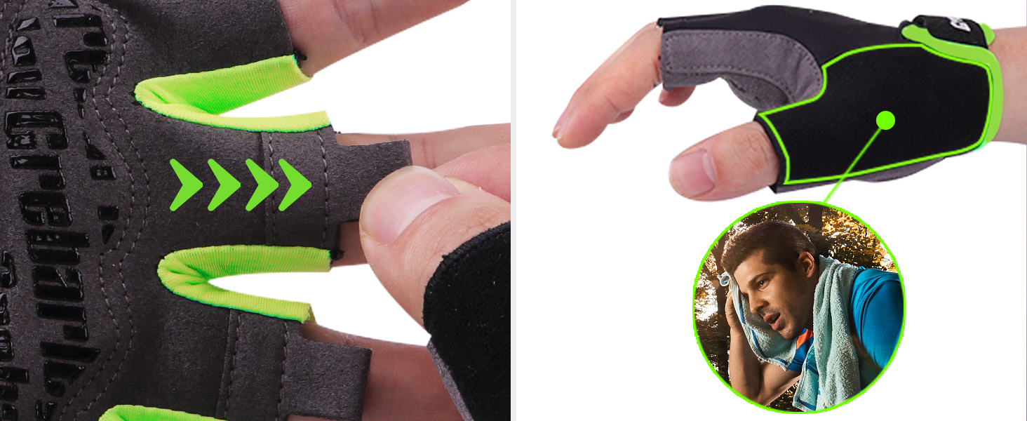 Велосипедні рукавички Grebarey для гірського велосипеда, чоловічі та жіночі, з антиковзаючою поверхнею та амортизацією, розмір S, зелені