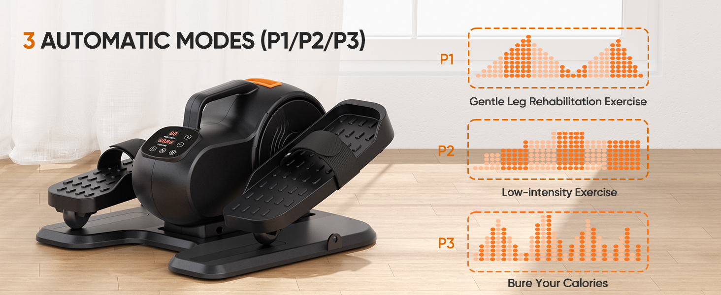 Електричний міні-еліпсоїд Dripex 3-в-1 для дому: тренажер для ніг з регулюванням швидкості та опору, повністю зібраний, помаранчевий