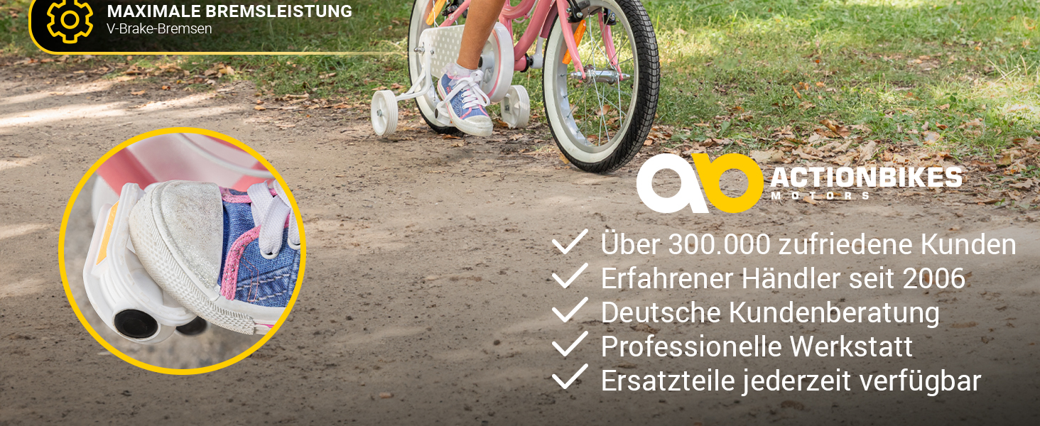 Дитяче велосипед Actionbikes Starlight 12/16/20 дюймів - V-Brake гальма, захистники, для дівчаток та хлопчиків 2-9 років