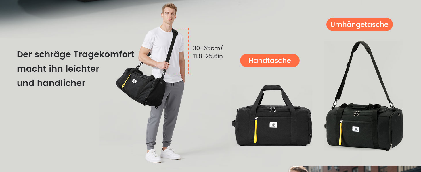 Спортивна сумка SKYSPER 40л з рюкзак-функцією, для спортзалу, подорожей, басейну, сіра