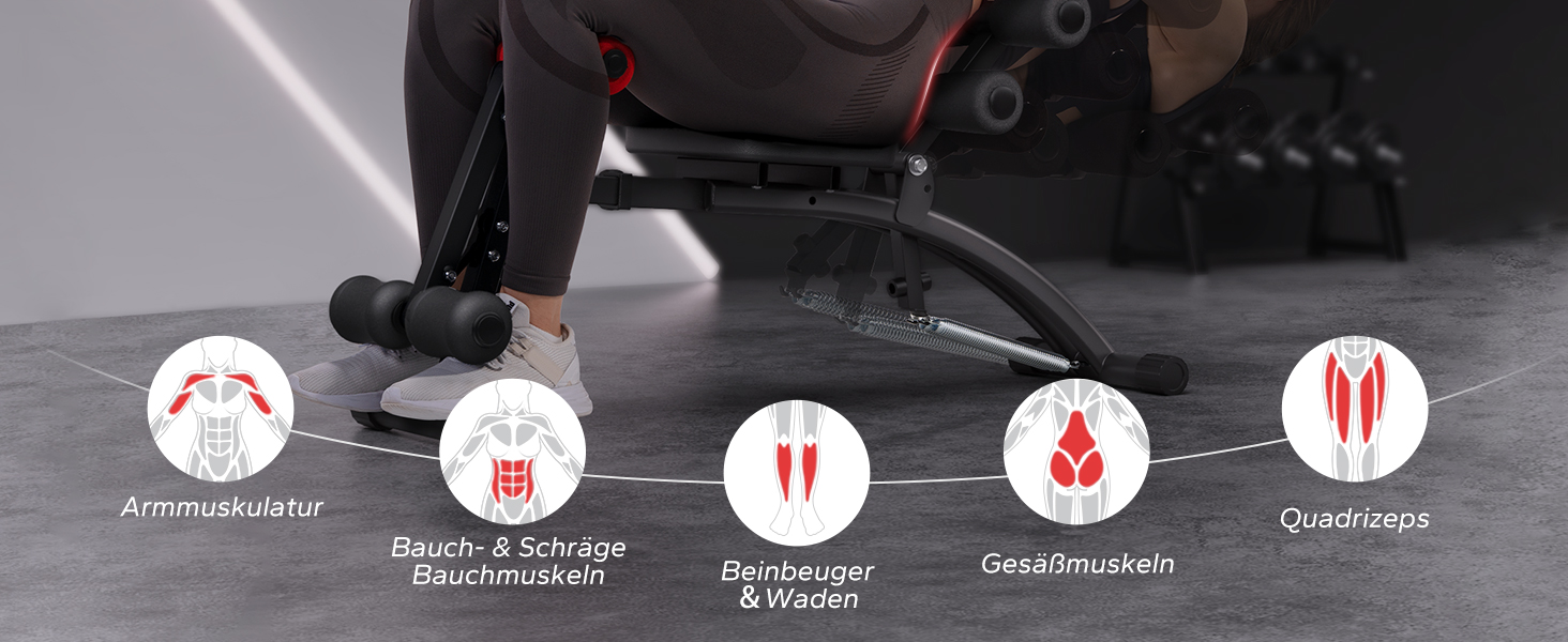 MERACH Регульована лава для пресу, тренажер для вправ на прес та ноги, до 136 кг, чорний